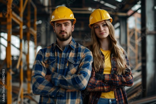 Young Caucasian Couple Reflecting on Job Satisfaction in Construction Work