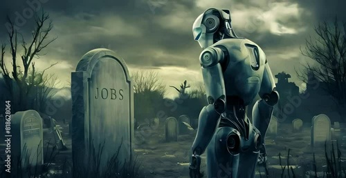 The End of Jobs: Robot Reflects - symbolizes fear of job loss due to automation