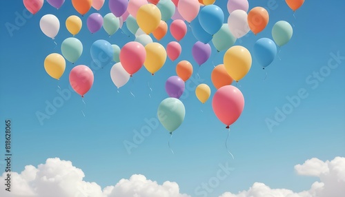 A whimsical background with colorful balloons floa upscaled_6 photo
