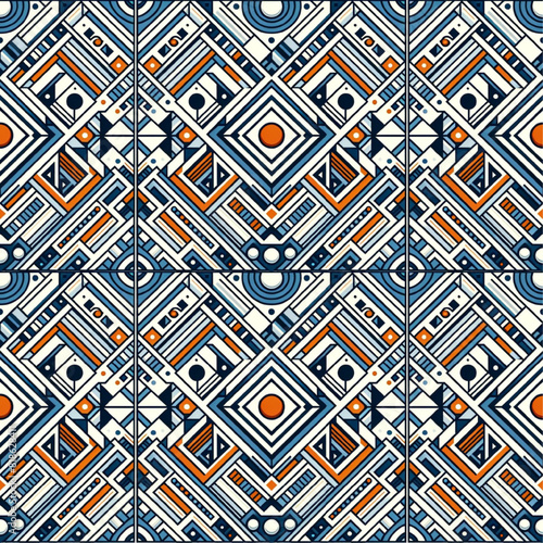 Intricate Geometric Art Deco Pattern Seamless Vector Design - p1 photo