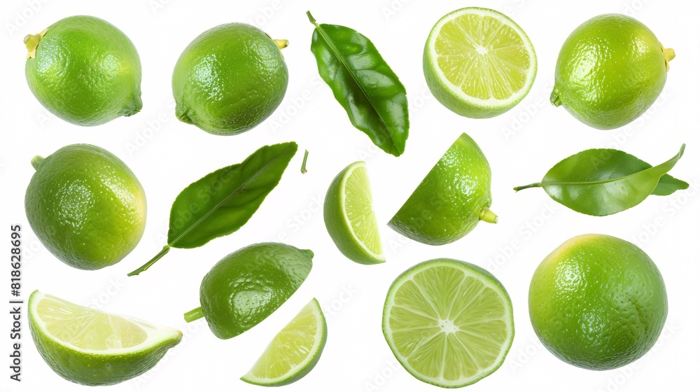 A selection of fresh, ripe lemons on a white background.