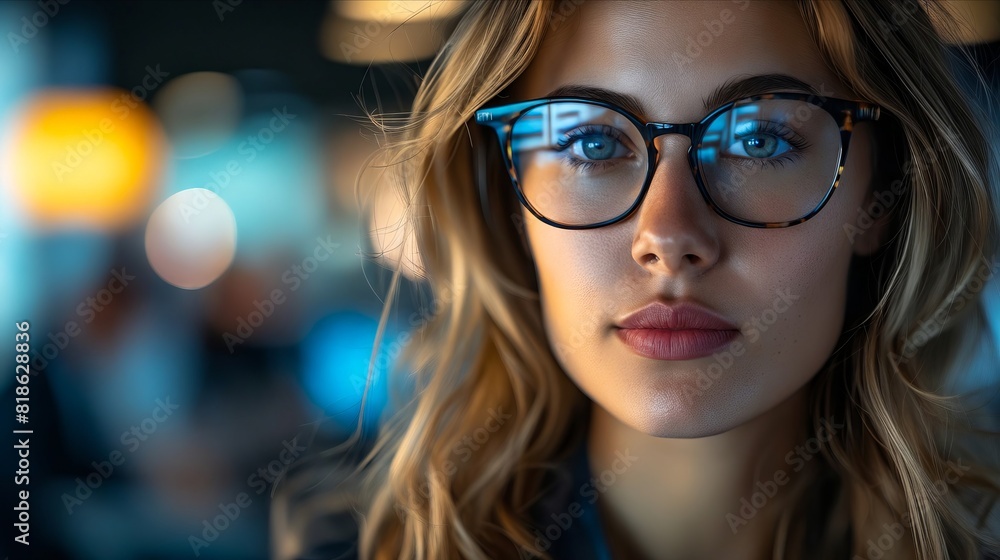 A woman with glasses looking at the camera. A woman with glasses looking at the camera.