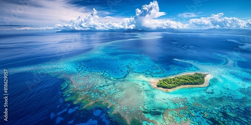 The spectacular aerial view of the marine ecosystem, known as a wonder of the world, is a popular destination for holidaymakers interested in environmental conservation. photo