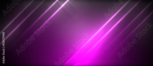 Neon glowing circle rays, light round lines in the dark, planet style neon wave lines. Energetic electric concept design for wallpaper, banner, background