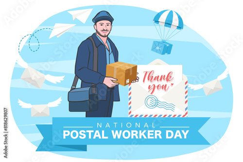 National postal workers day celebration flat poster.