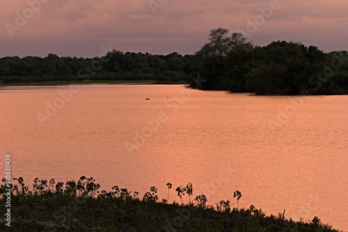 View of the Luangwa River at sunset South Luangwa National Park. Zambia. Africa. photo