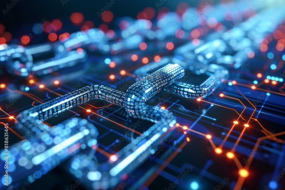 Obraz premium Blockchain technology illustration created with generative ai