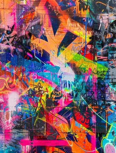 graffiti wall abstract background, Generative Ai not real photo, idea for artistic pop art background backdrop