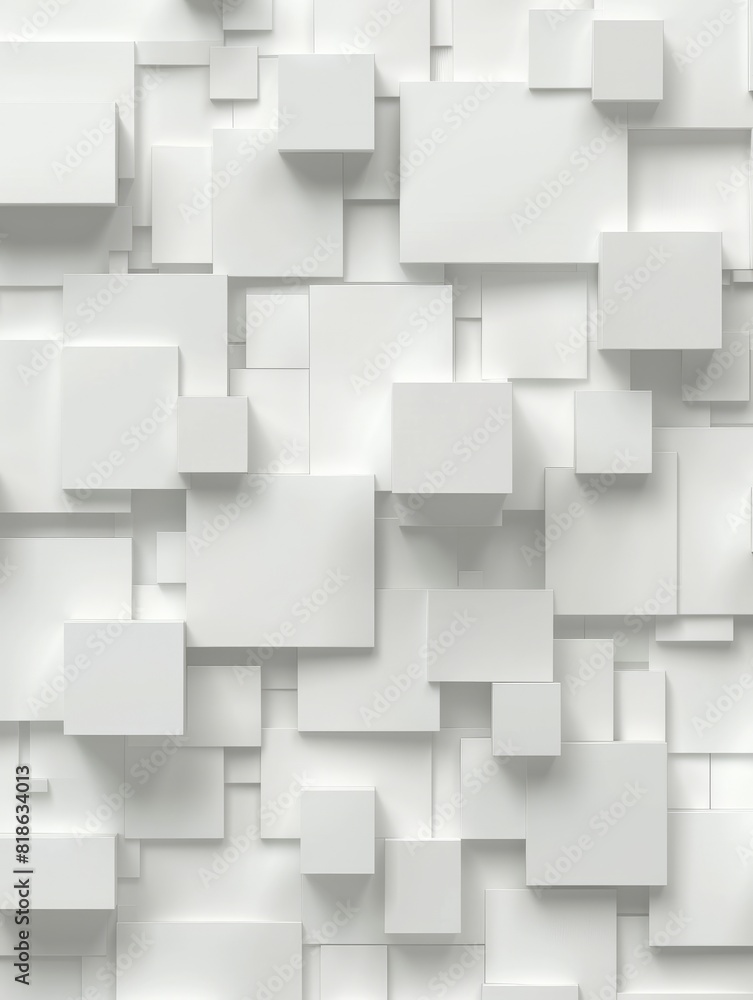 White background with raised squares in 3D style. generative AI White background with raised squares in 3D style. generative AI