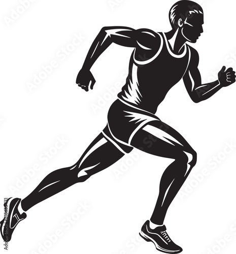 silhouette of a running person isolated on white background