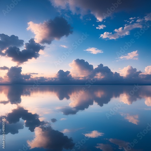 光が差し込み空が水に反射する壮大な夏の雲 © 　Coro