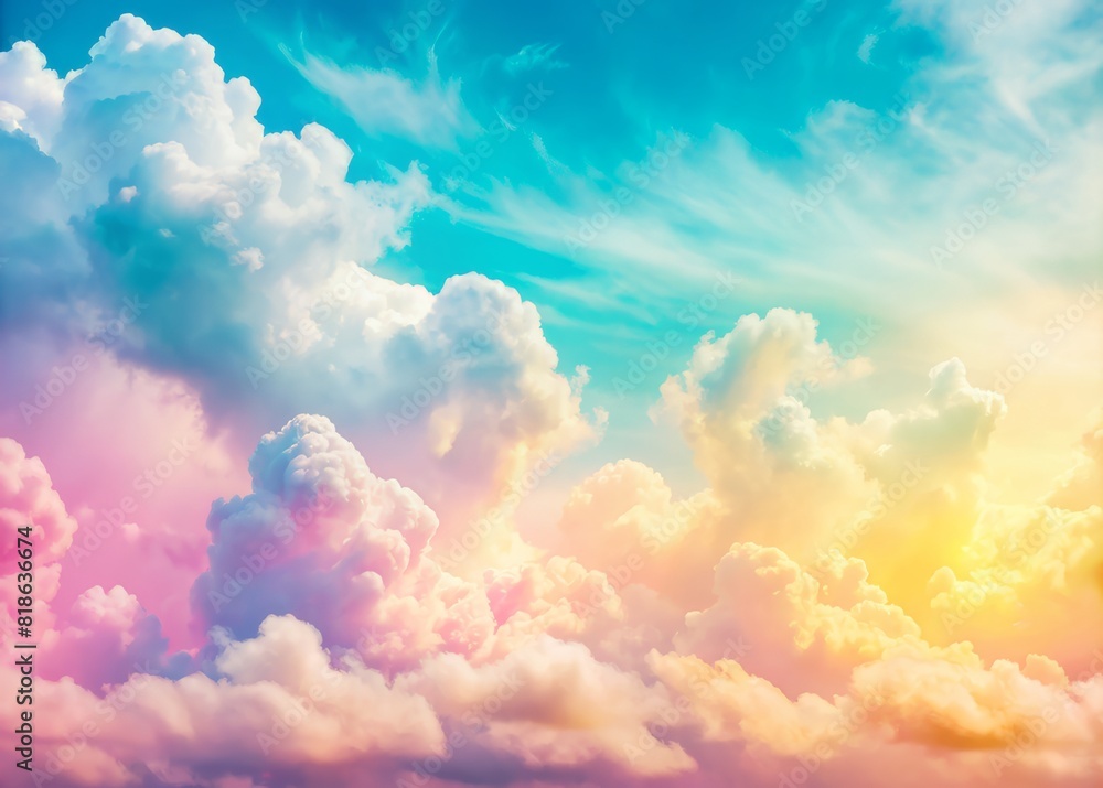 rainbow cloud background with pastel colored
