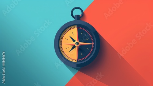 Stylized illustration of a compass on a split teal and coral background, highlighting navigation and direction themes.