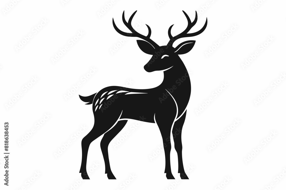 Obraz premium A deer silhouette black vector artwork illustration 