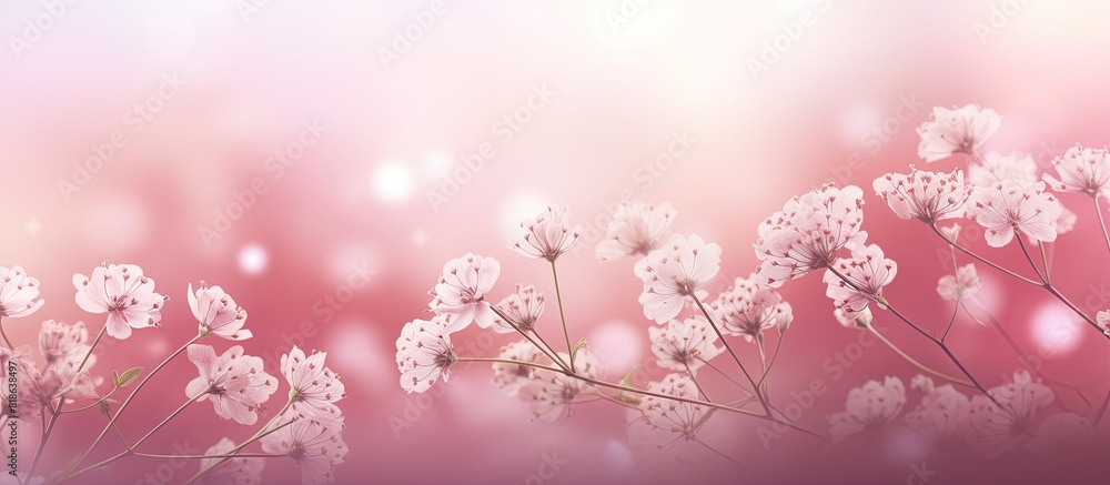 Close up image of blurred pink floral background with Gypsophila flowers offering a copy space for creative use