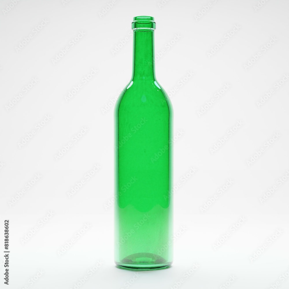 3d render of empty green wine glass bottle in isolated studio white background 3d render of empty green wine glass bottle in isolated studio white background