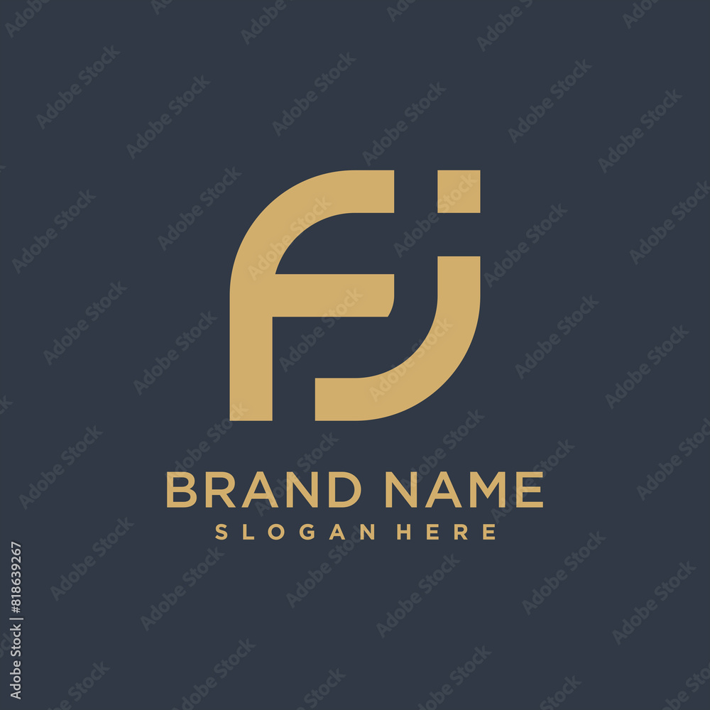Luxury letter J and F with gold color logo template Luxury letter J and F with gold color logo template