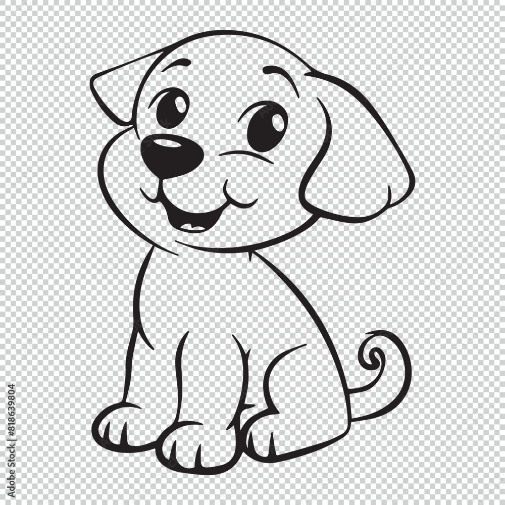 Fototapeta premium Simple and minimalistic cartoon dog icon, black vector illustrations on transparent background