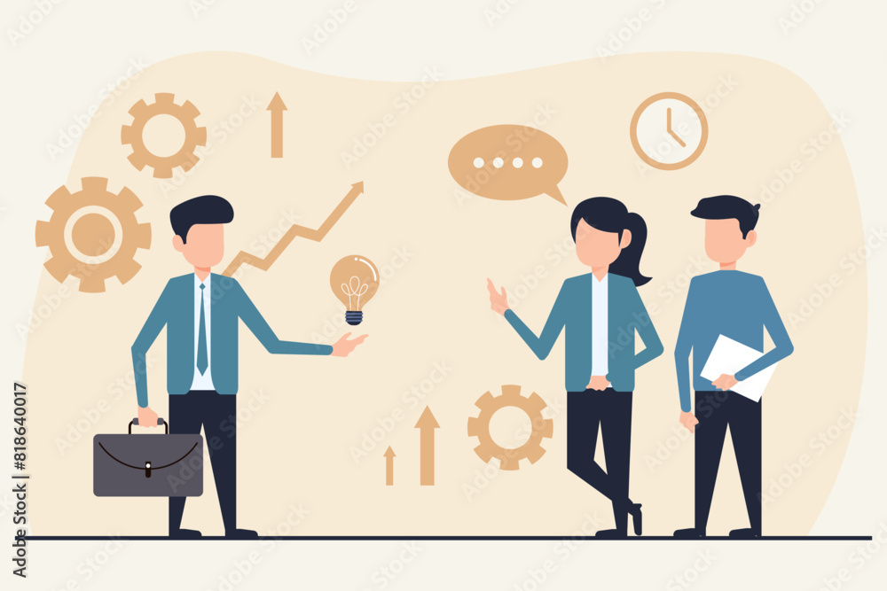 Brainstorming and Teamwork in Business - Vector Illustration Brainstorming and Teamwork in Business - Vector Illustration