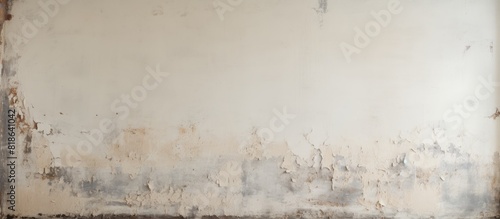 The aged white wall is adorned with peeling paint and damp marks creating an intriguing copy space image photo