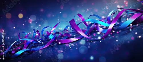 A vibrant ultraviolet background filled with streamers confetti and ample room for additional text or images
