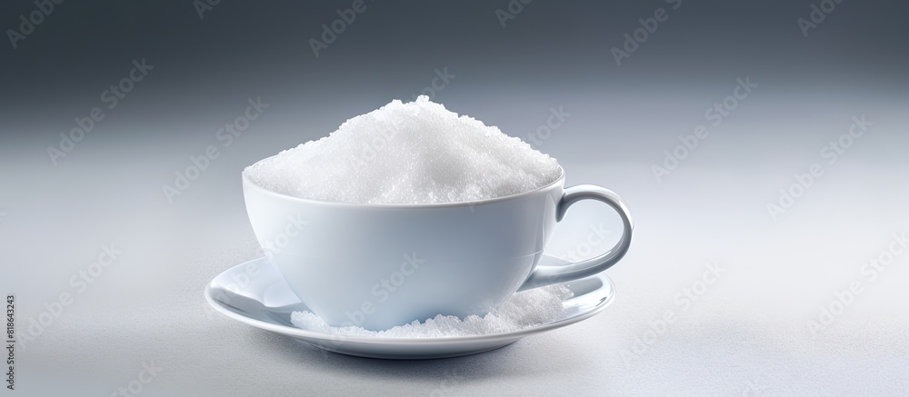 An isolated cup contains sea salt with a blank space around it for use as a template or copy space image An isolated cup contains sea salt with a blank space around it for use as a template or copy space image