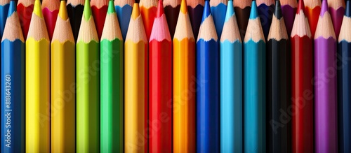 Copy space image of various colored crayons