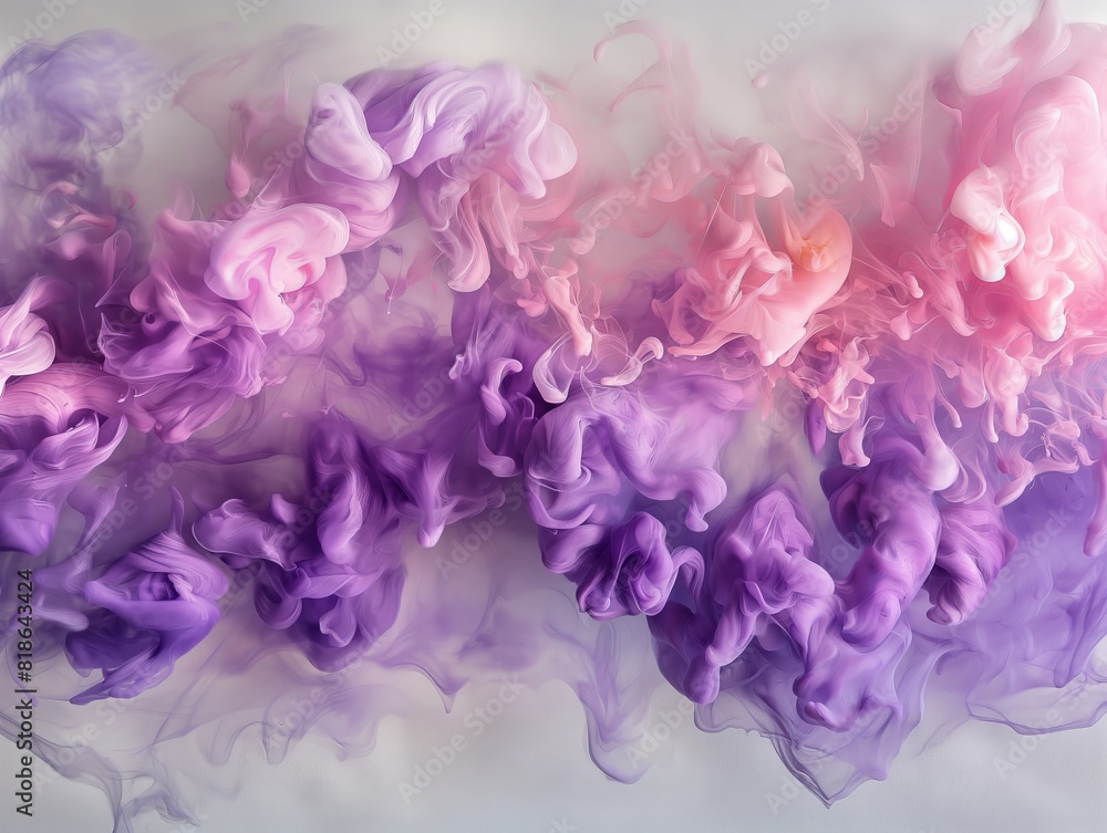 Ethereal swirls of pink and purple ink blend seamlessly, creating a dreamy, abstract visual.