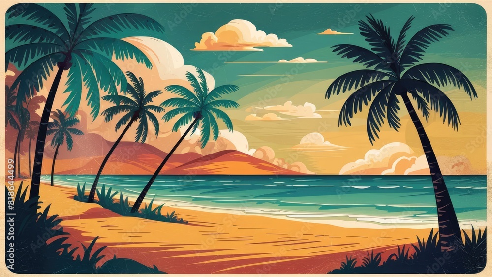 Romantic Beach Getaway Illustration
