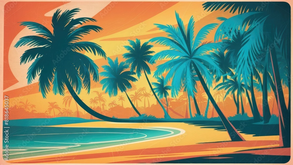 Stylized Coastal Sunset Artwork Stylized Coastal Sunset Artwork