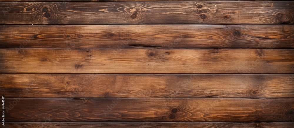 Naklejka premium A century old brown wooden texture provides a captivating background offering an ideal surface for design The top view reveals its enchanting beauty Copy space image 141 characters