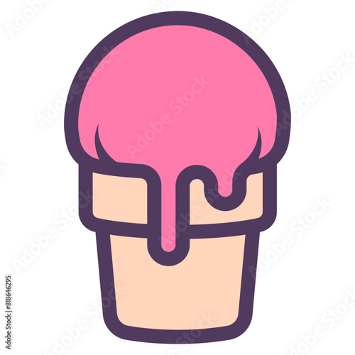 strawberry flavour ice cream cone icon