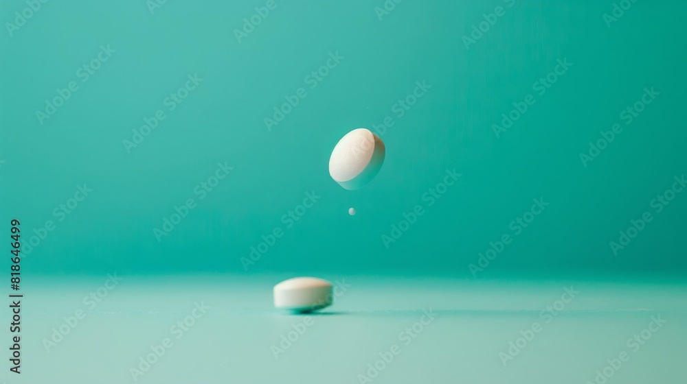 Pills falling on desktop medical website minimalist background Pills falling on desktop medical website minimalist background