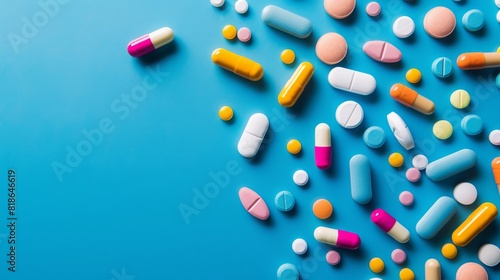 pills on bule background