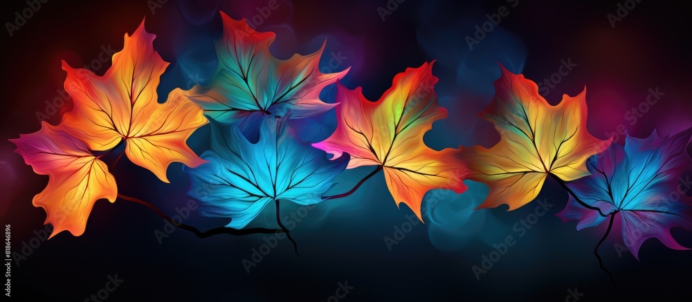Maple transformed into a vibrant display of colors. with copy space image. Place for adding text or design