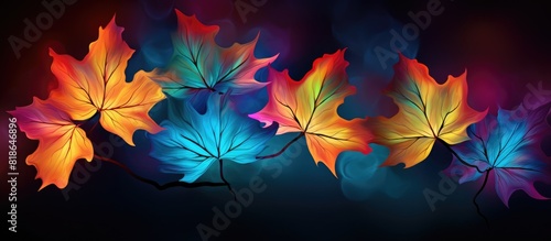 Maple transformed into a vibrant display of colors. with copy space image. Place for adding text or design