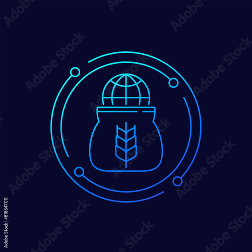 global agricultural production icon, linear design