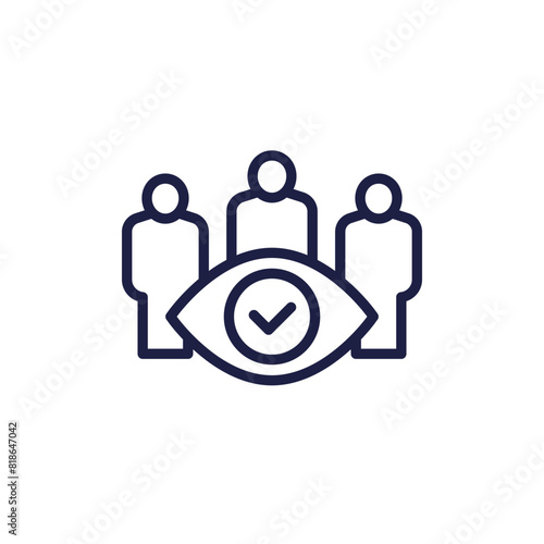 monitoring group icon with people, line vector