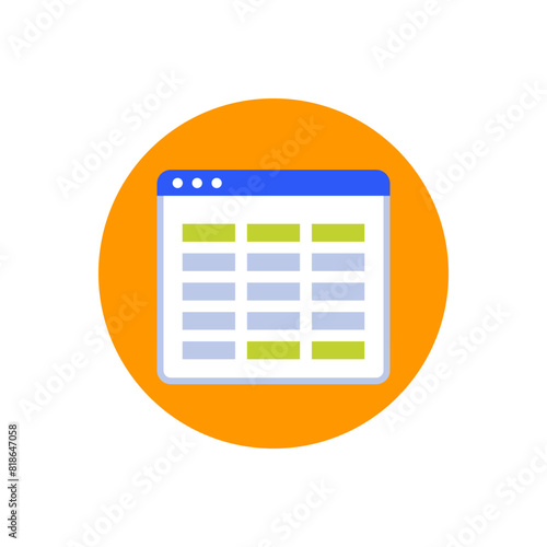 online spreadsheet icon, flat vector design