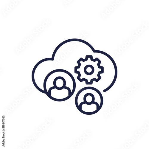 process user data in a cloud line icon