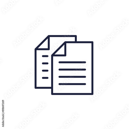 file copies, duplicates line icon on white