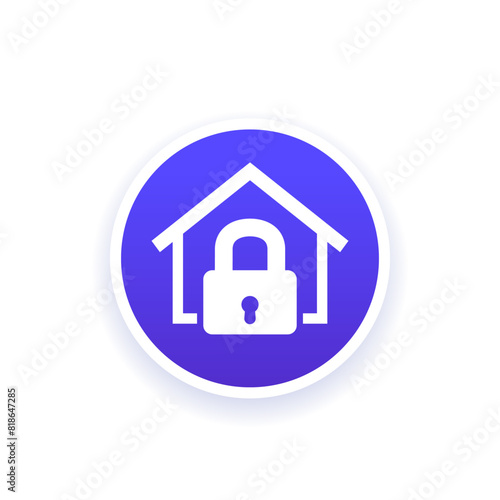 house and lock icon, vector pictogram