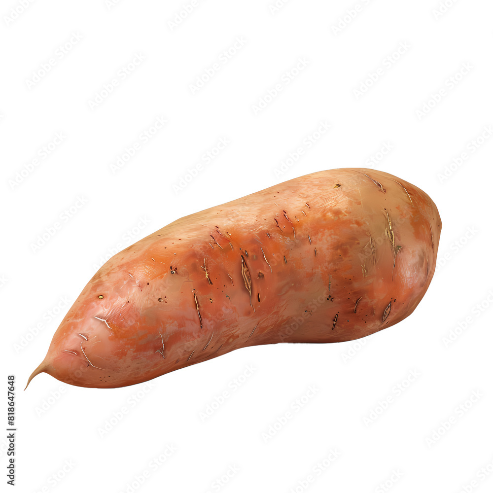 A single sweet potato against a white background A single sweet potato against a white background