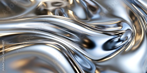 Fototapeta Naklejka Na Ścianę i Meble -  Fabric with silver sheen and wave pattern. Elegant material concept