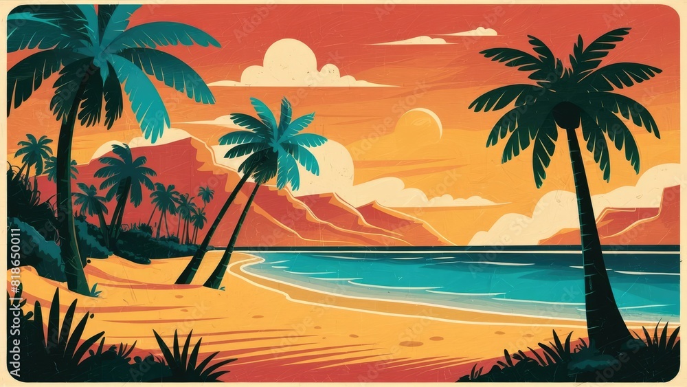 Obraz premium Warm Sunset Hues Over Ocean