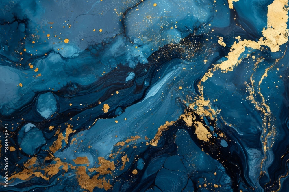 Abstract blue color marble texture with gold splashes, blue luxury background, Ai generated Abstract blue color marble texture with gold splashes, blue luxury background, Ai generated