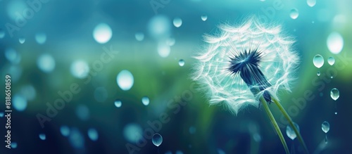 Abstract and nature postcard featuring a dandelion with a water droplet The vibrant backdrop provides a soft colorful setting with ample copy space for words Check my profile for more designs featurin