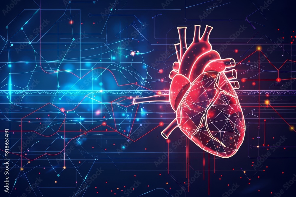 artificial pacemaker heartbeat rhythm line medical technology concept ...