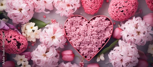 A pink heart sits inside a ...