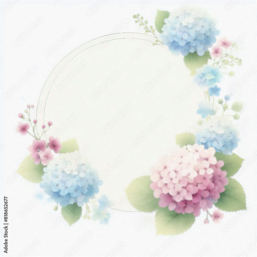 紫陽花のフレームイメージ Picture frame image of hydrangea 紫陽花のフレームイメージ Picture frame image of hydrangea